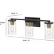Pasadena 3 Light 24 inch Matte Black/Heirloom Bronze Vanity Light Wall Light